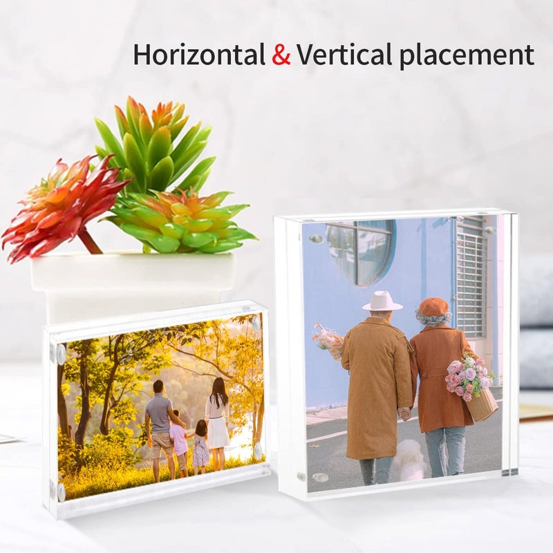 Sezanrpt إطارات صور أكريليك سيزانرابت 3.5x5 مزدوجة الجوانب مع مغناطيس، إطارات صور مغناطيسية لصور 3x4، 3x5، 3.5x4.5، سمك 10 + 10 مم، عبوة واحدة - Image 5